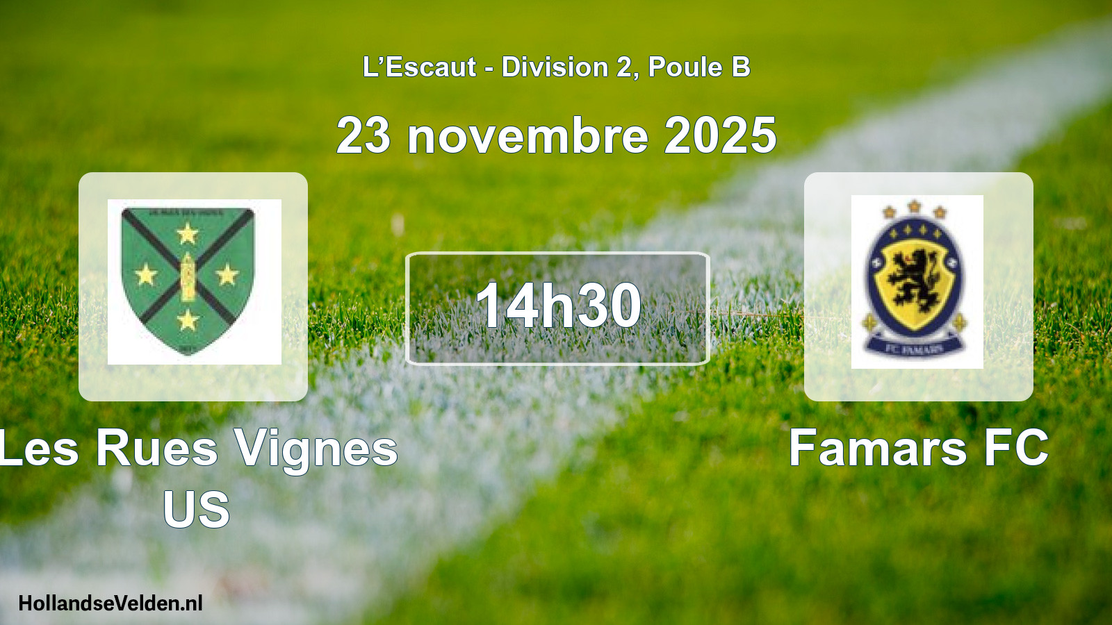 Match programmé: Les Rues Vignes US - Famars FC (23 novembre 2025)