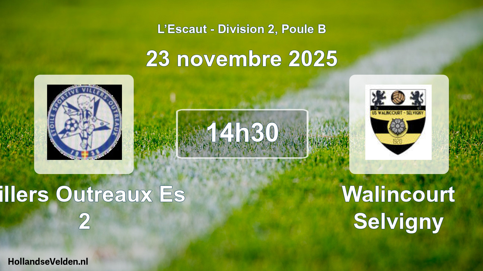 Match programmé: Villers Outreaux Es 2 - Walincourt Selvigny (23 novembre 2025)