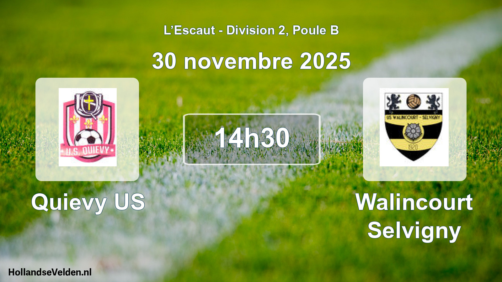 Match programmé: Quievy US - Walincourt Selvigny (30 novembre 2025)