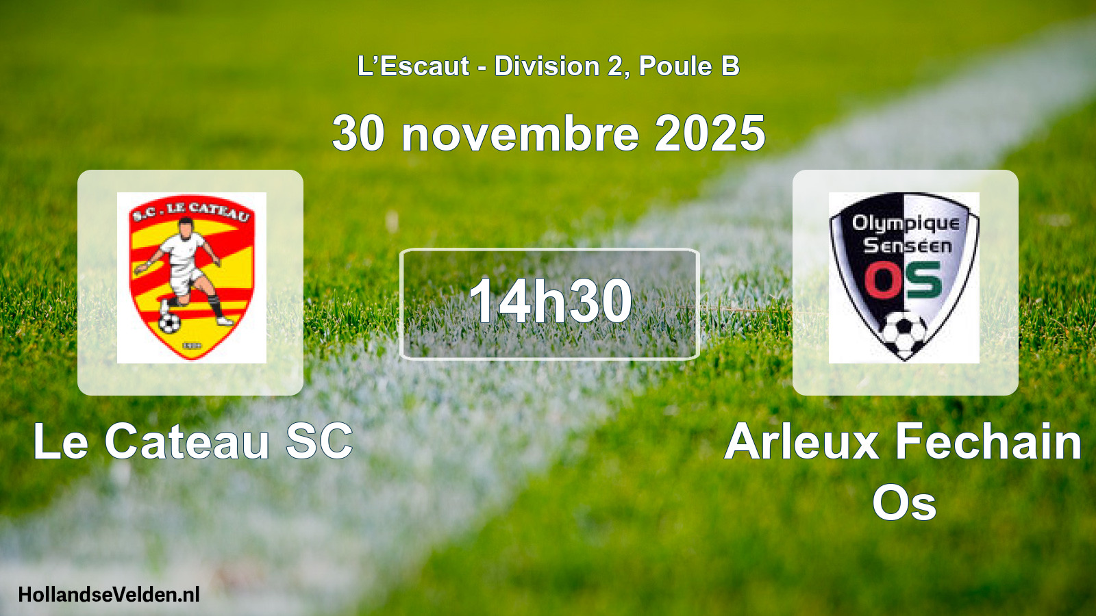 Match programmé: Le Cateau SC - Arleux Fechain Os (30 novembre 2025)