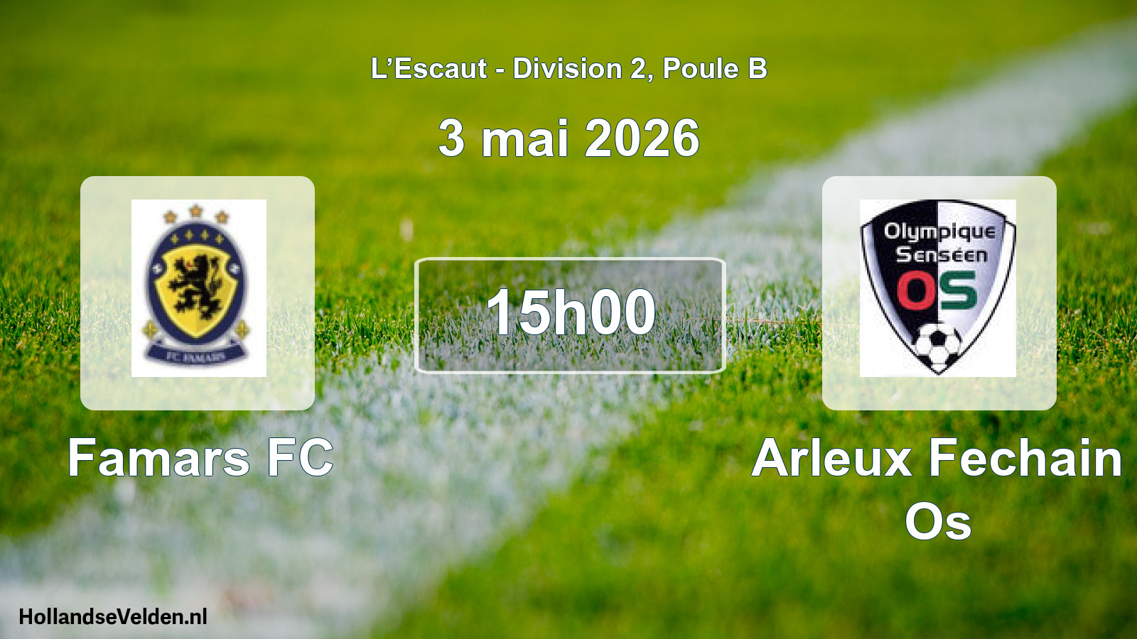 Match programmé: Famars FC - Arleux Fechain Os (3 mai 2026)