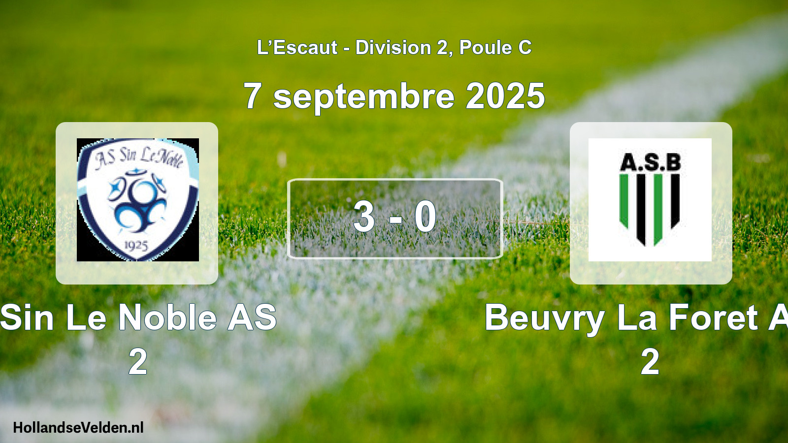 Match joué: Sin Le Noble AS 2 - Beuvry La Foret AS 2 3 - 0 (7 septembre 2025)