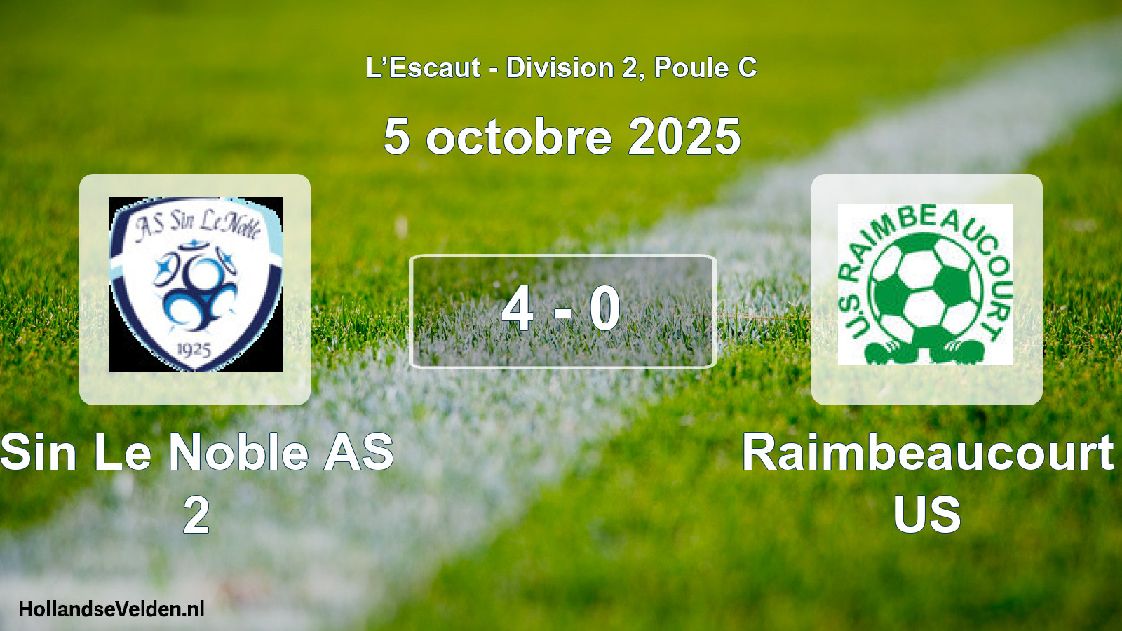 Match joué: Sin Le Noble AS 2 - Raimbeaucourt US 4 - 0 (5 octobre 2025)