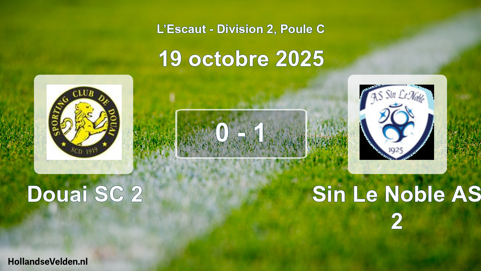 Match joué: Douai SC 2 - Sin Le Noble AS 2 0 - 1 (19 octobre 2025)
