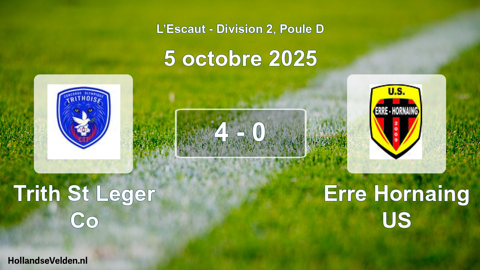 Total number of matches played: Trith St Leger Co - Erre Hornaing US 4 - 0 (5 October 2025)
