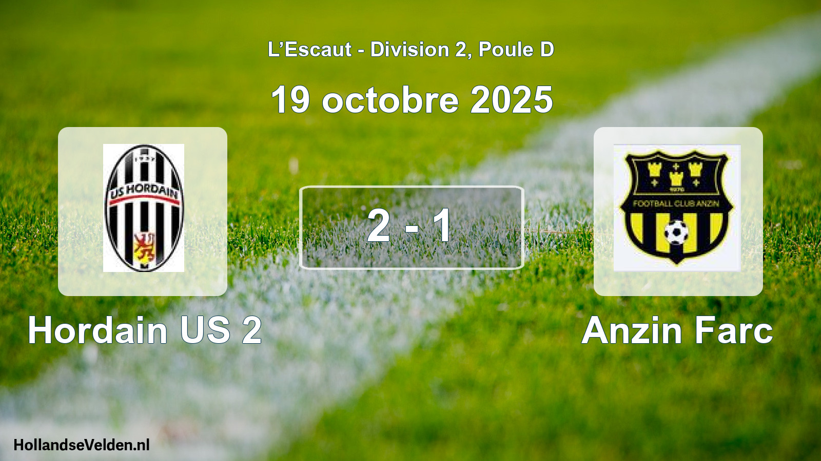 Match joué: Hordain US 2 - Anzin Farc 2 - 1 (19 octobre 2025)