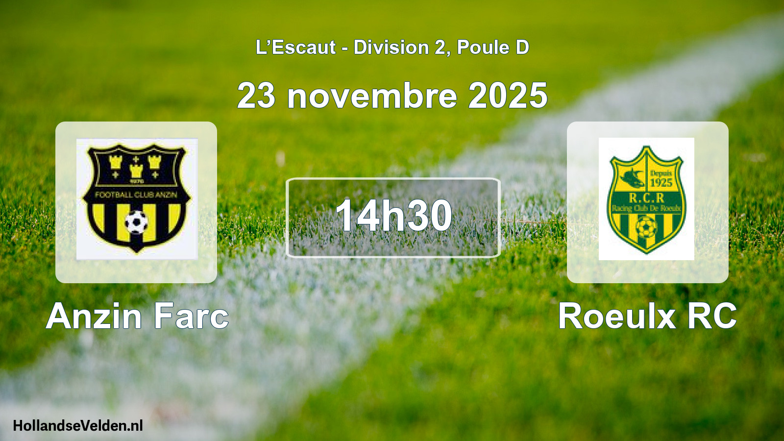 Match programmé: Anzin Farc - Roeulx RC (23 novembre 2025)
