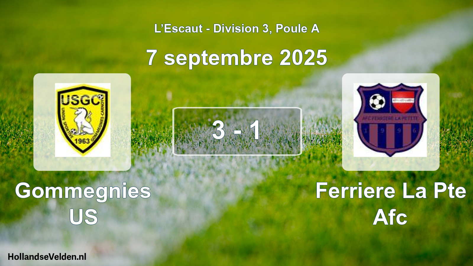 Match joué: Gommegnies US - Ferriere La Pte Afc 3 - 1 (7 septembre 2025)