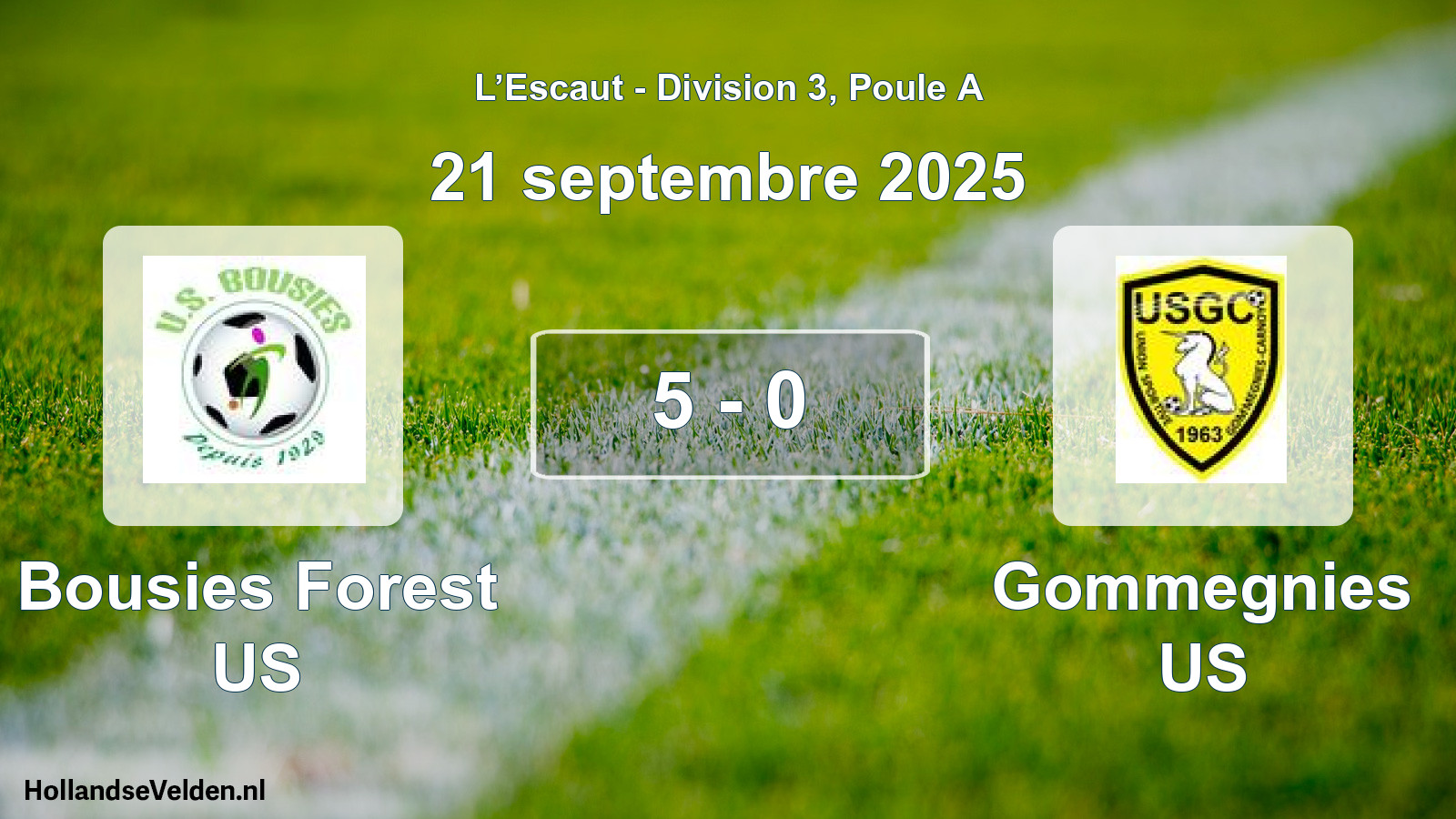 Match joué: Bousies Forest US - Gommegnies US 5 - 0 (21 septembre 2025)