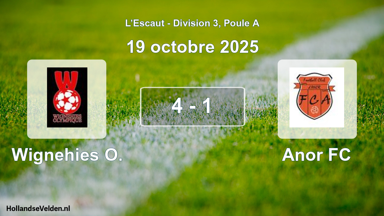 Match joué: Wignehies O. - Anor FC 4 - 1 (19 octobre 2025)