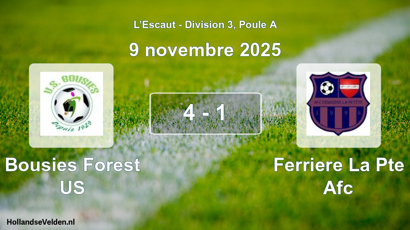 Match joué: Bousies Forest US - Ferriere La Pte Afc 4 - 1 (9 novembre 2025)