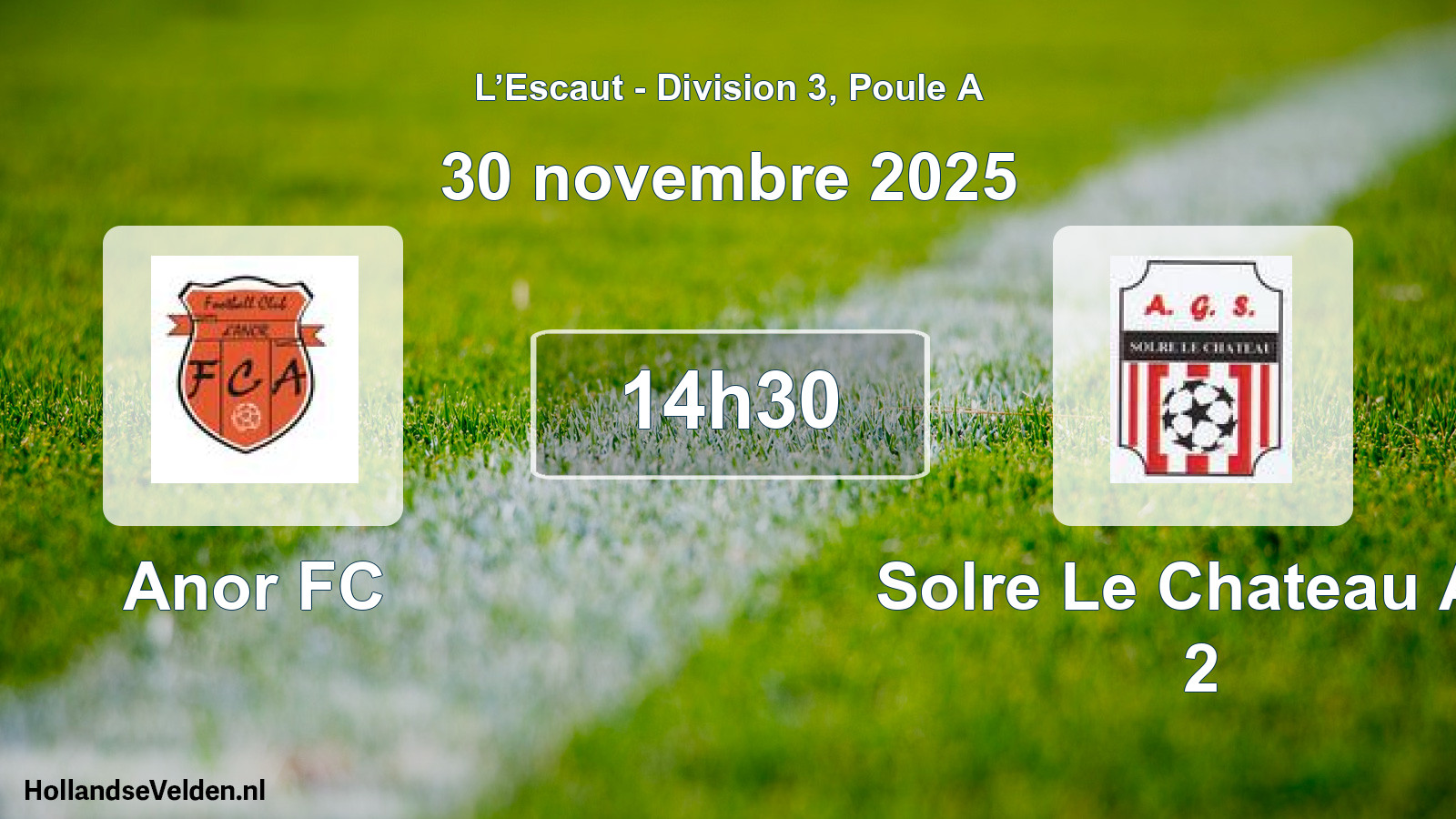 Match programmé: Anor FC - Solre Le Chateau Ag 2 (30 novembre 2025)