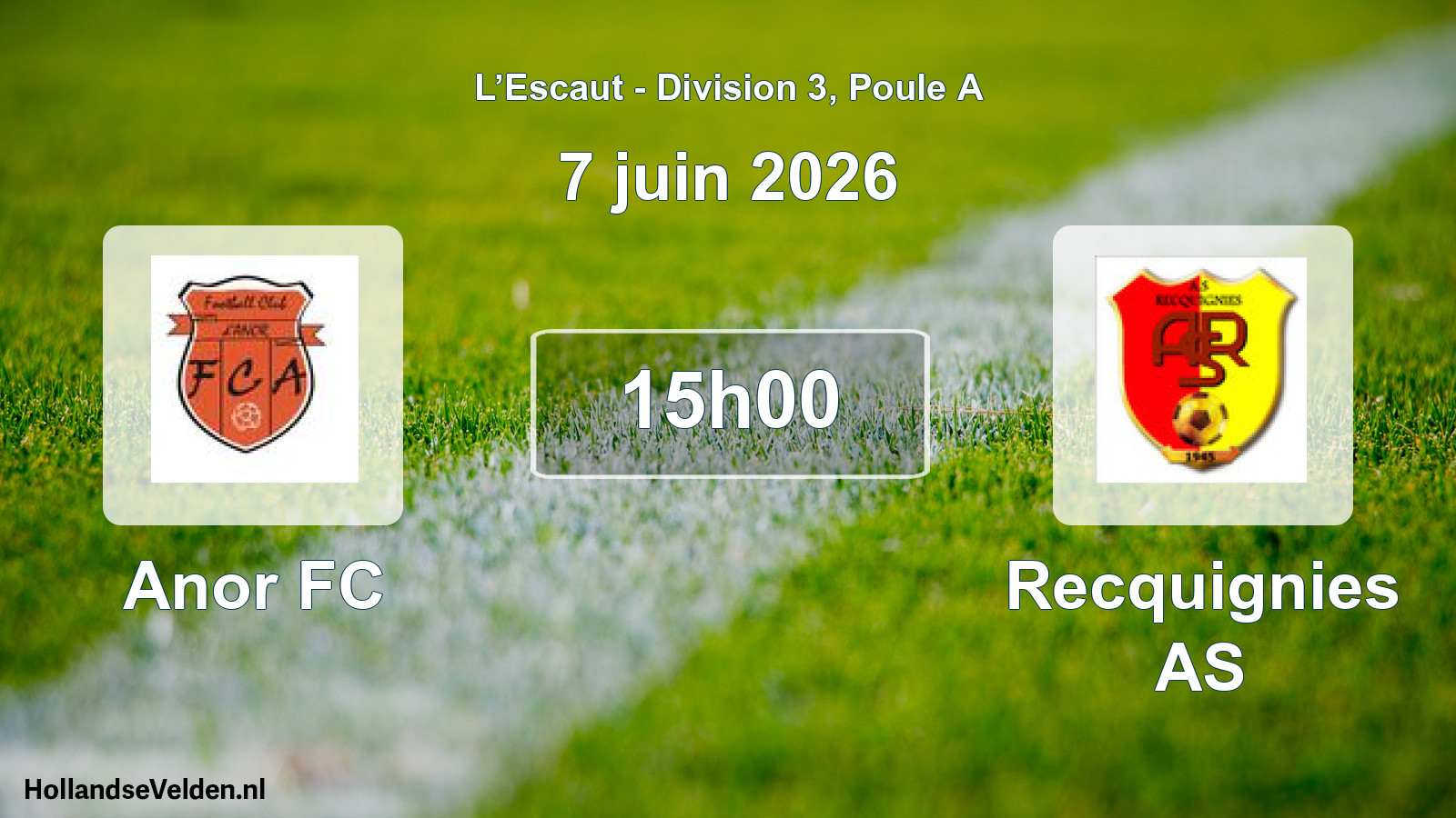 Match programmé: Anor FC - Recquignies AS (7 juin 2026)