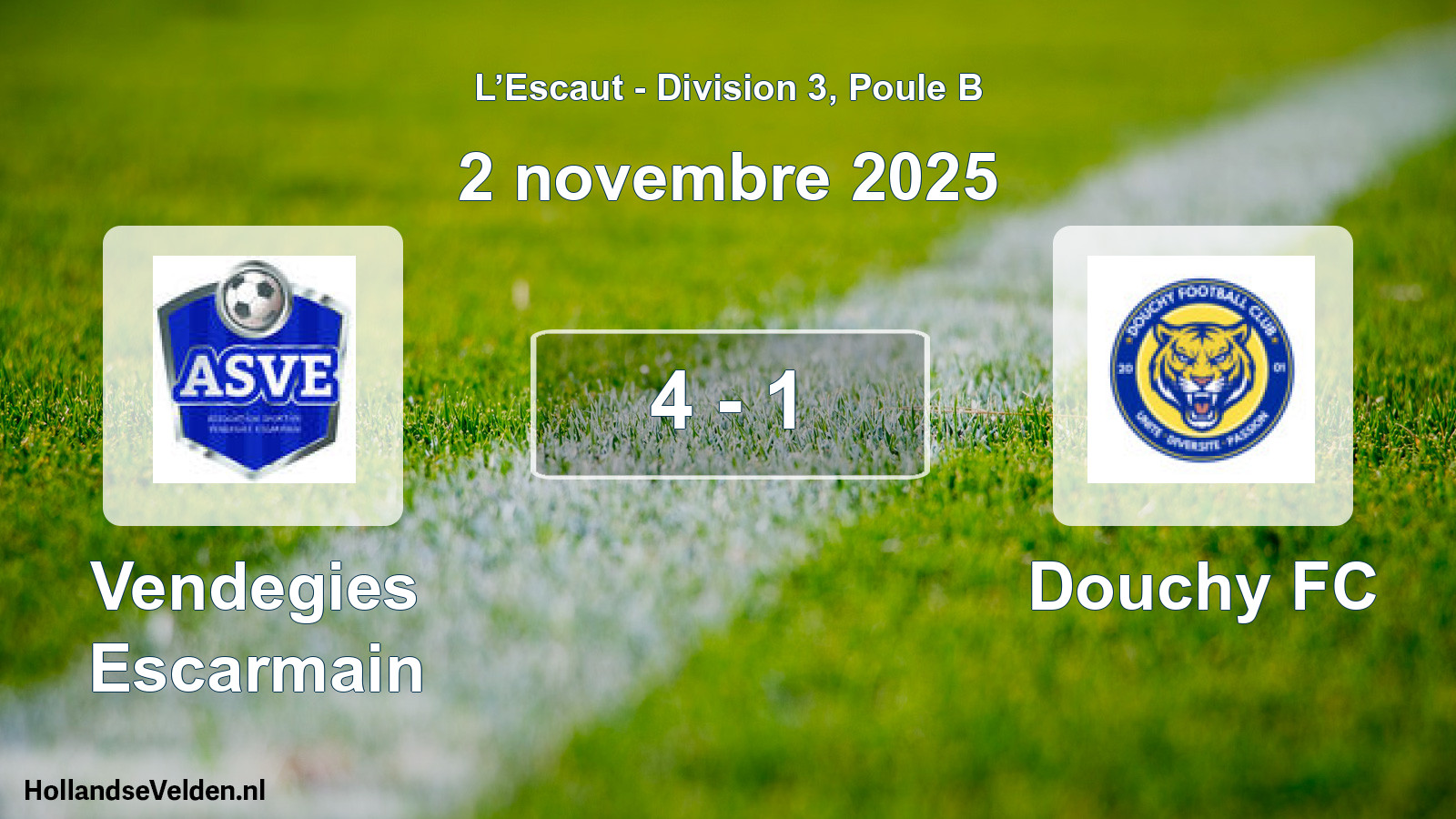 Match joué: Vendegies Escarmain - Douchy FC 4 - 1 (2 novembre 2025)