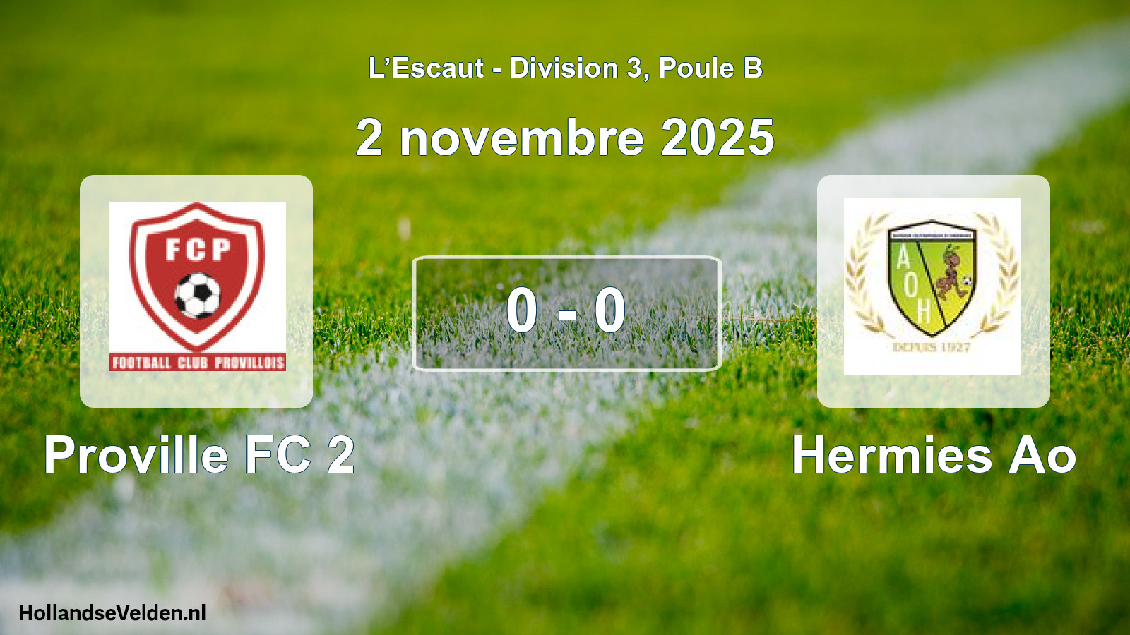 Match joué: Proville FC 2 - Hermies Ao 0 - 0 (2 novembre 2025)