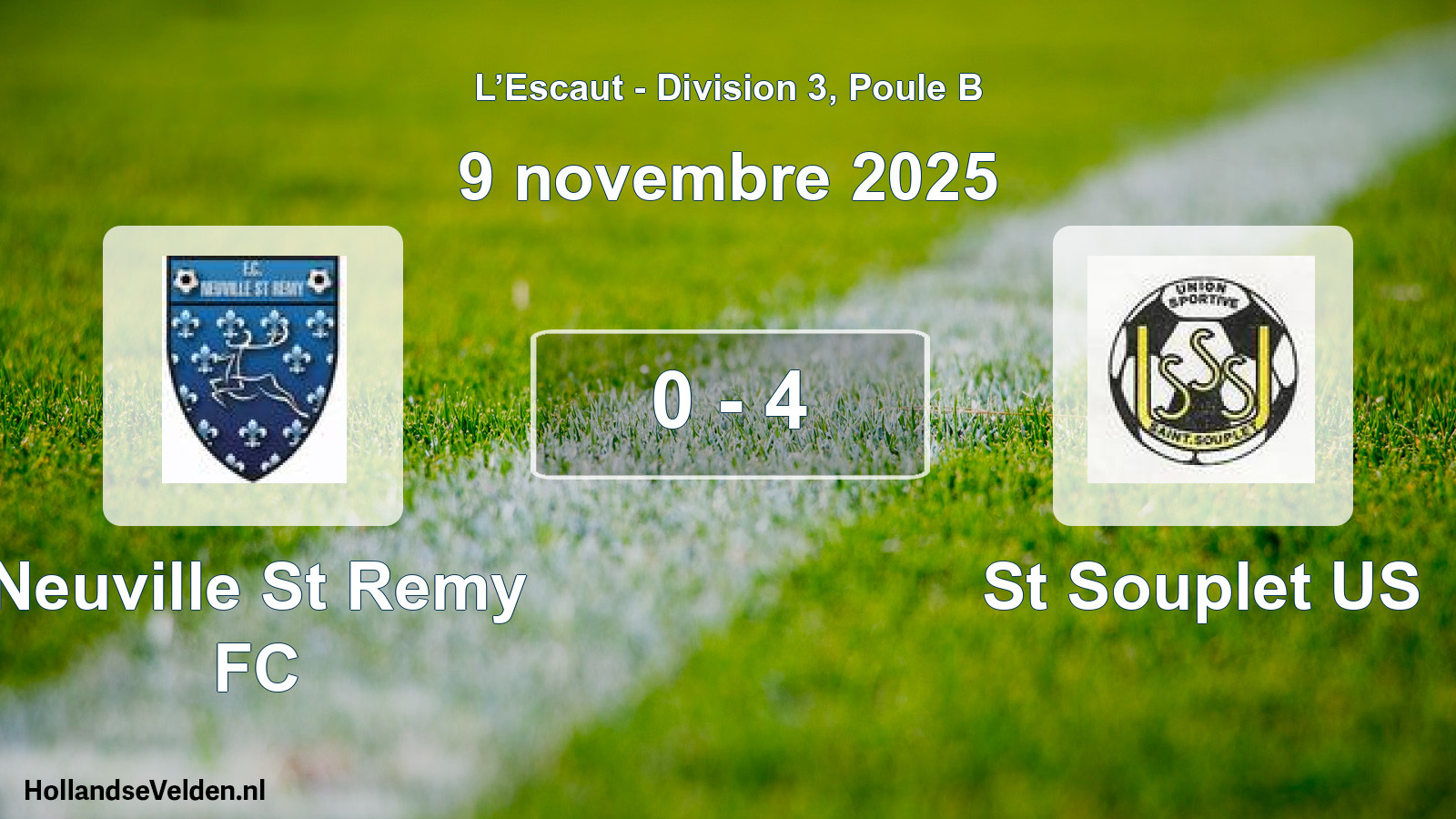 Match joué: Neuville St Remy FC - St Souplet US 0 - 4 (9 novembre 2025)