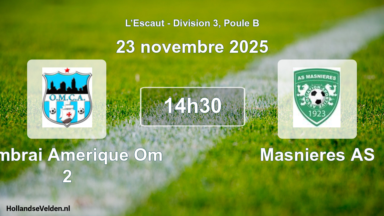Match programmé: Cambrai Amerique Om 2 - Masnieres AS (23 novembre 2025)