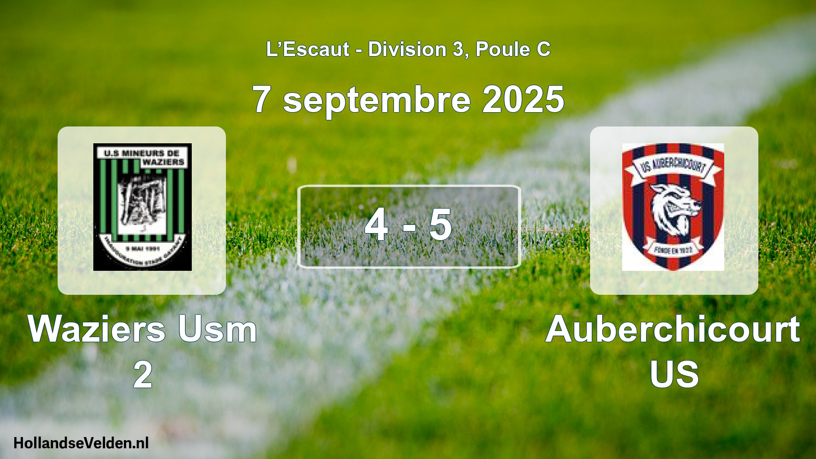 Match joué: Waziers Usm 2 - Auberchicourt US 4 - 5 (7 septembre 2025)