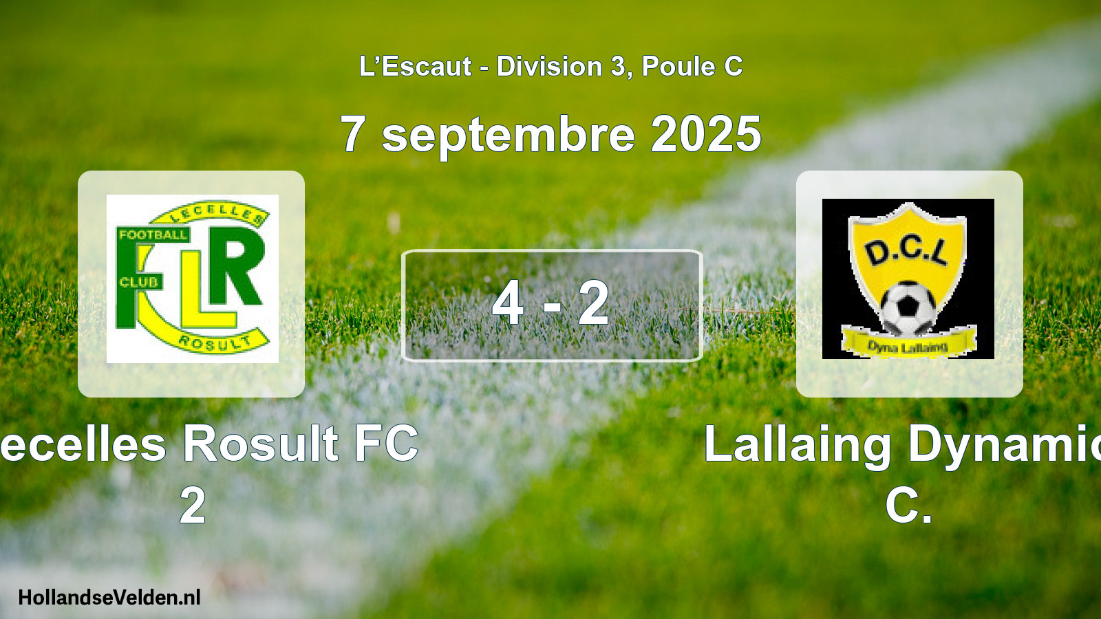 Gespeelde wedstrijd: Lecelles Rosult FC 2 - Lallaing Dynamic C. 4 - 2 (7 september 2025)