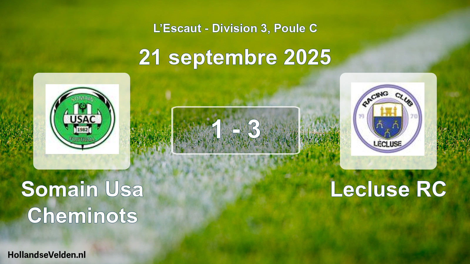 Match joué: Somain Usa Cheminots - Lecluse RC 1 - 3 (21 septembre 2025)