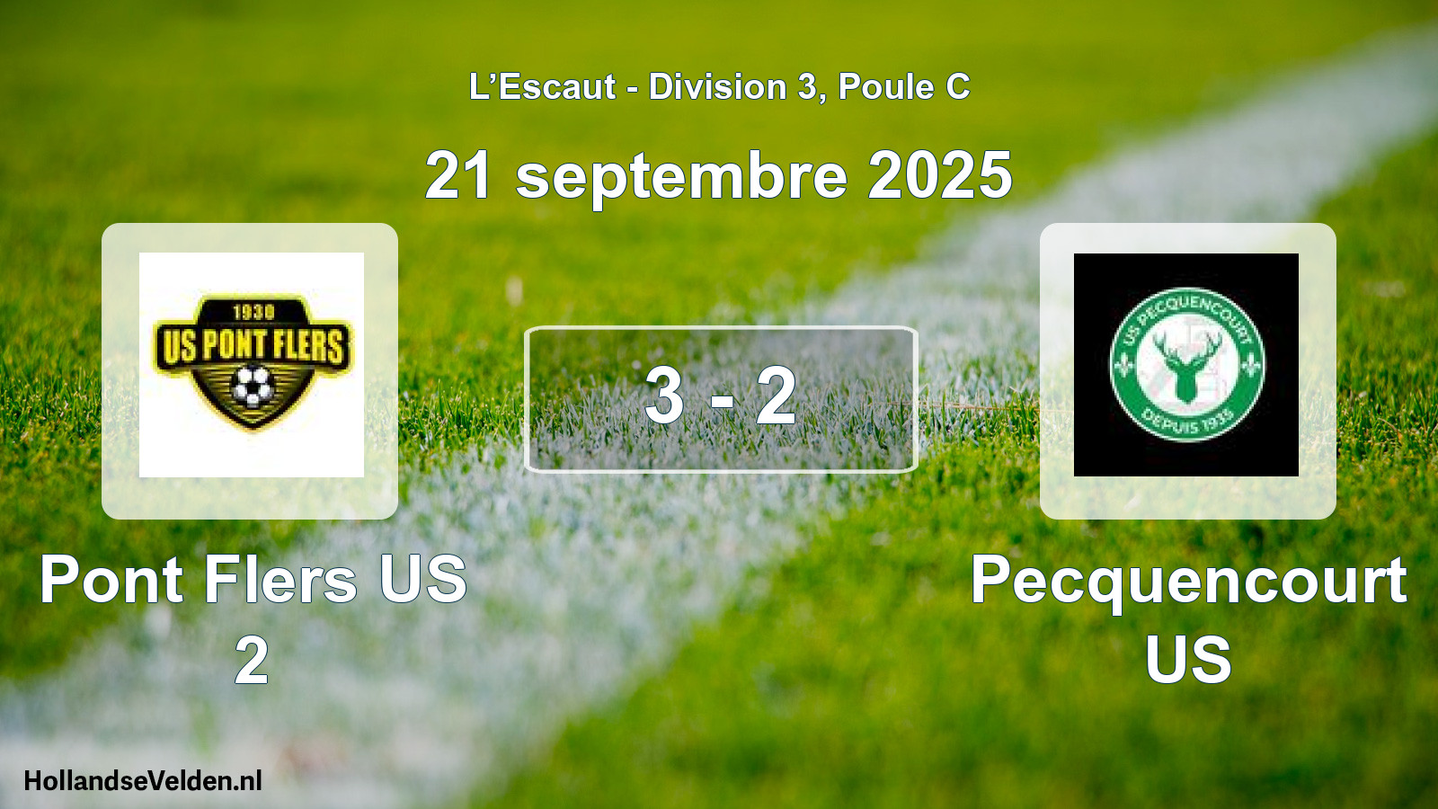 Match joué: Pont Flers US 2 - Pecquencourt US 3 - 2 (21 septembre 2025)