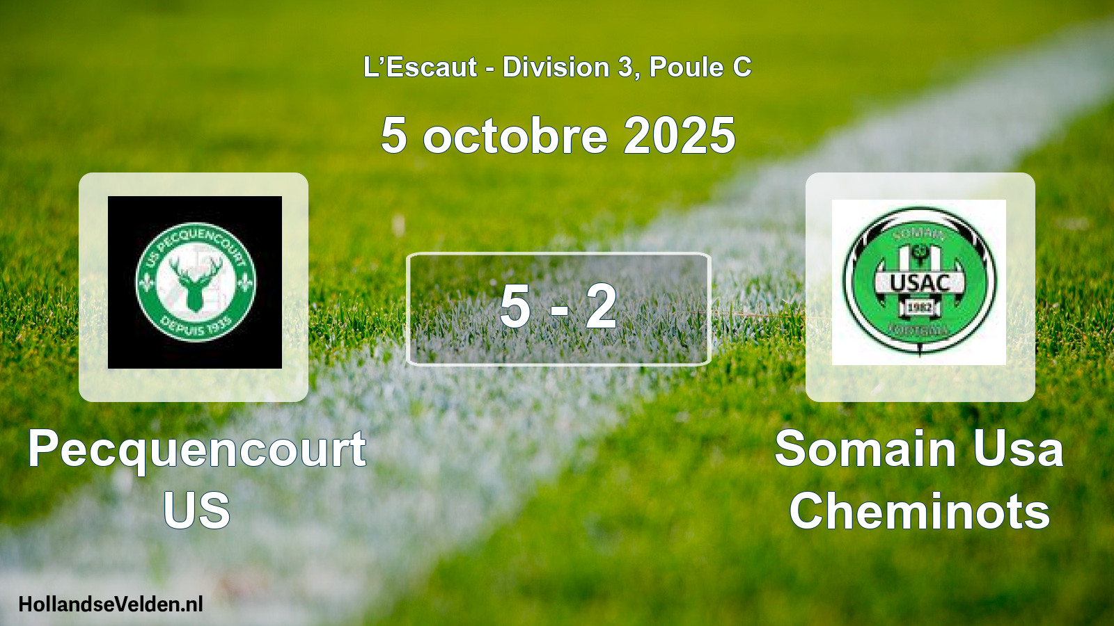 Total number of matches played: Pecquencourt US - Somain Usa Cheminots 5 - 2 (5 October 2025)