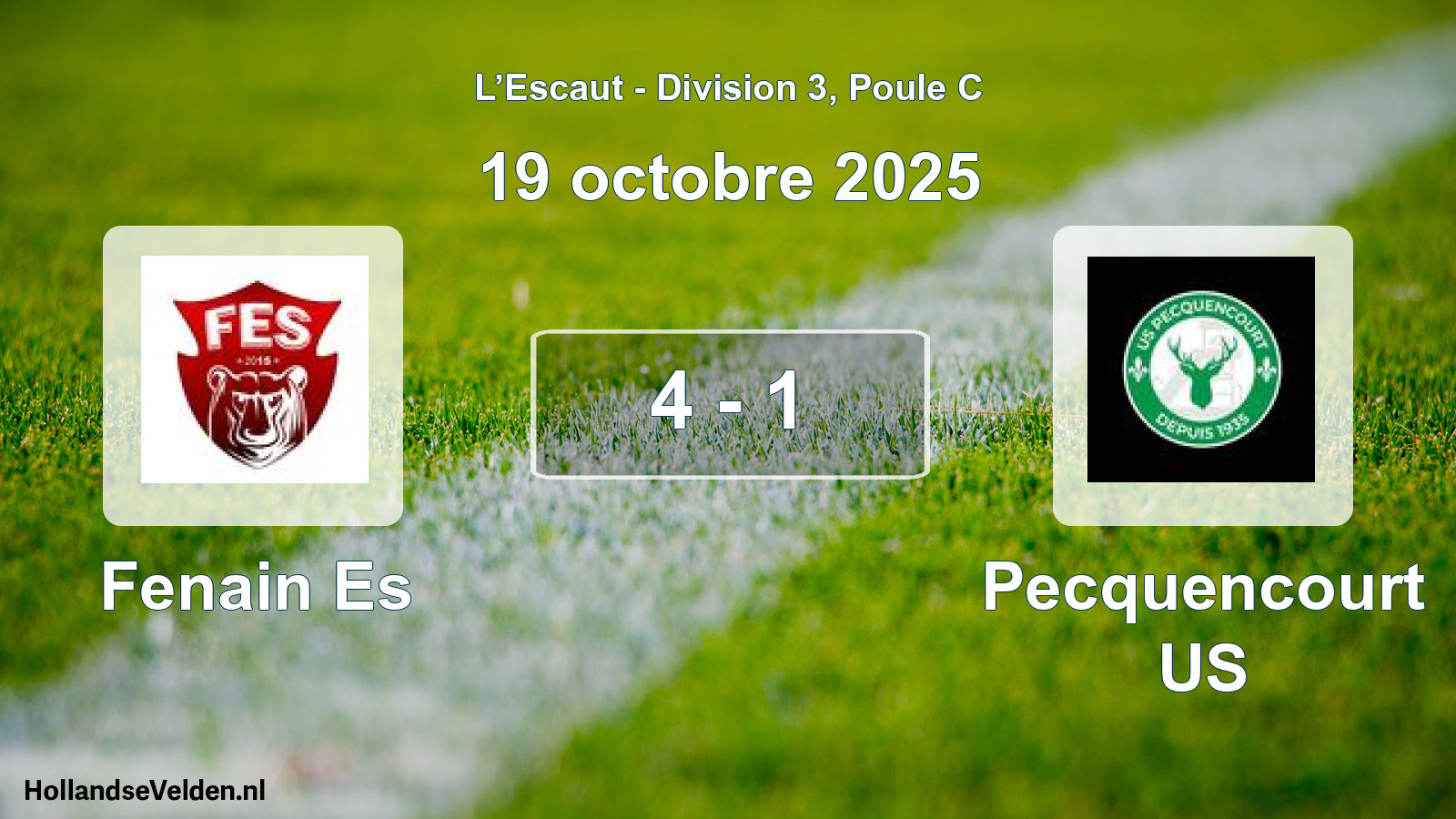 Match joué: Fenain Es - Pecquencourt US 4 - 1 (19 octobre 2025)