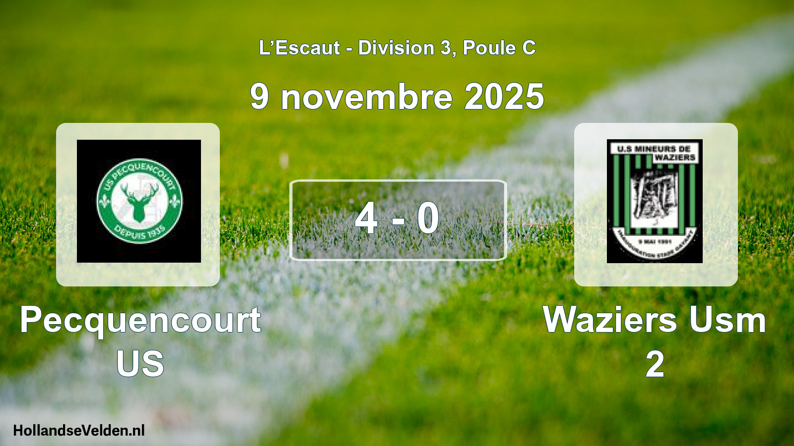 Match joué: Pecquencourt US - Waziers Usm 2 4 - 0 (9 novembre 2025)