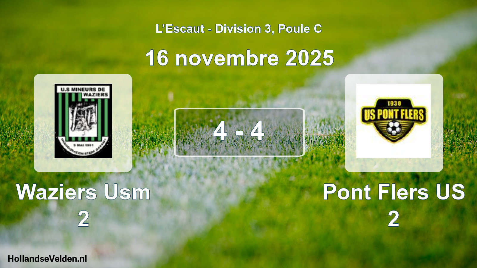 Match joué: Waziers Usm 2 - Pont Flers US 2 4 - 4 (16 novembre 2025)