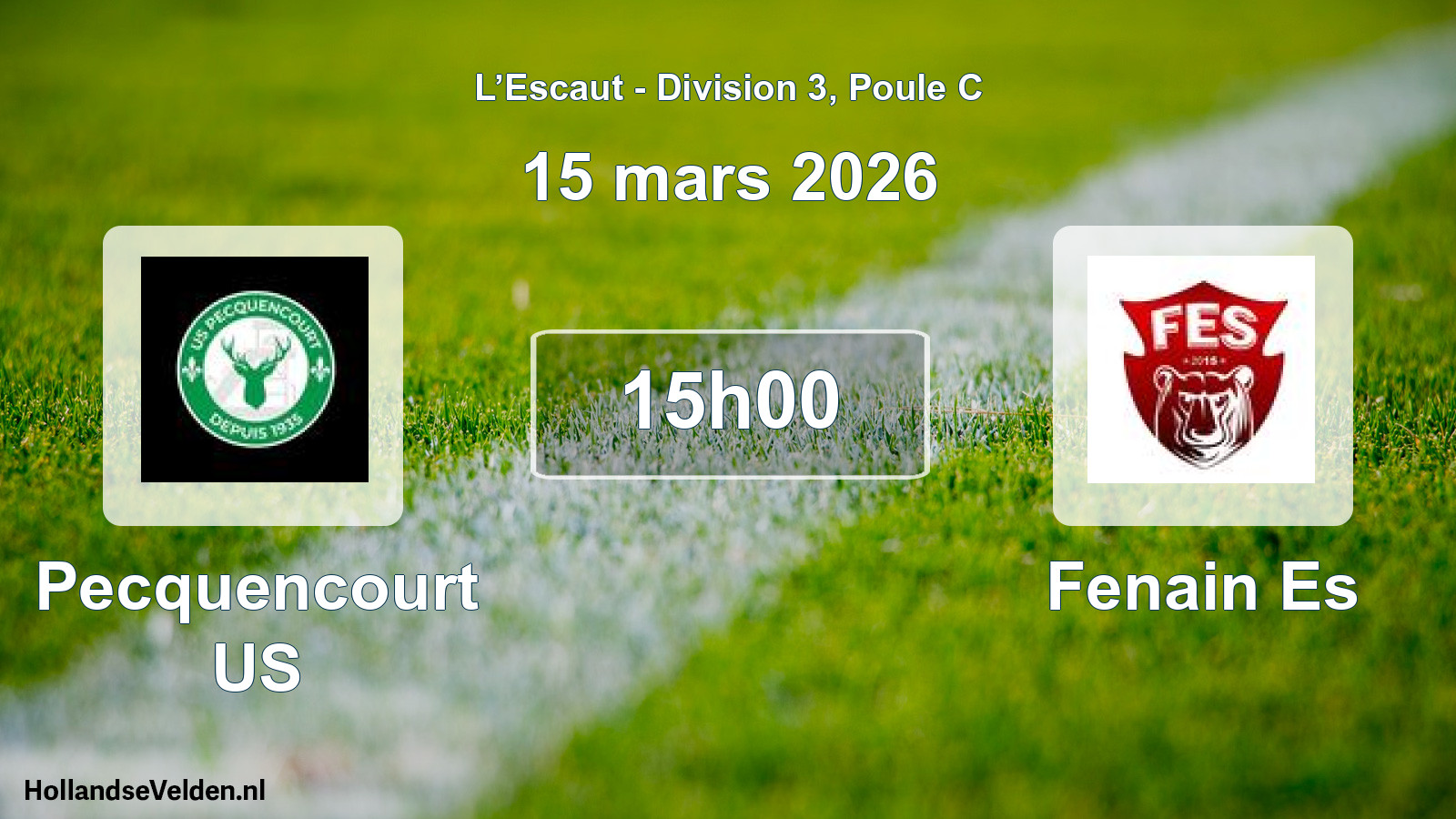 Match programmé: Pecquencourt US - Fenain Es (15 mars 2026)