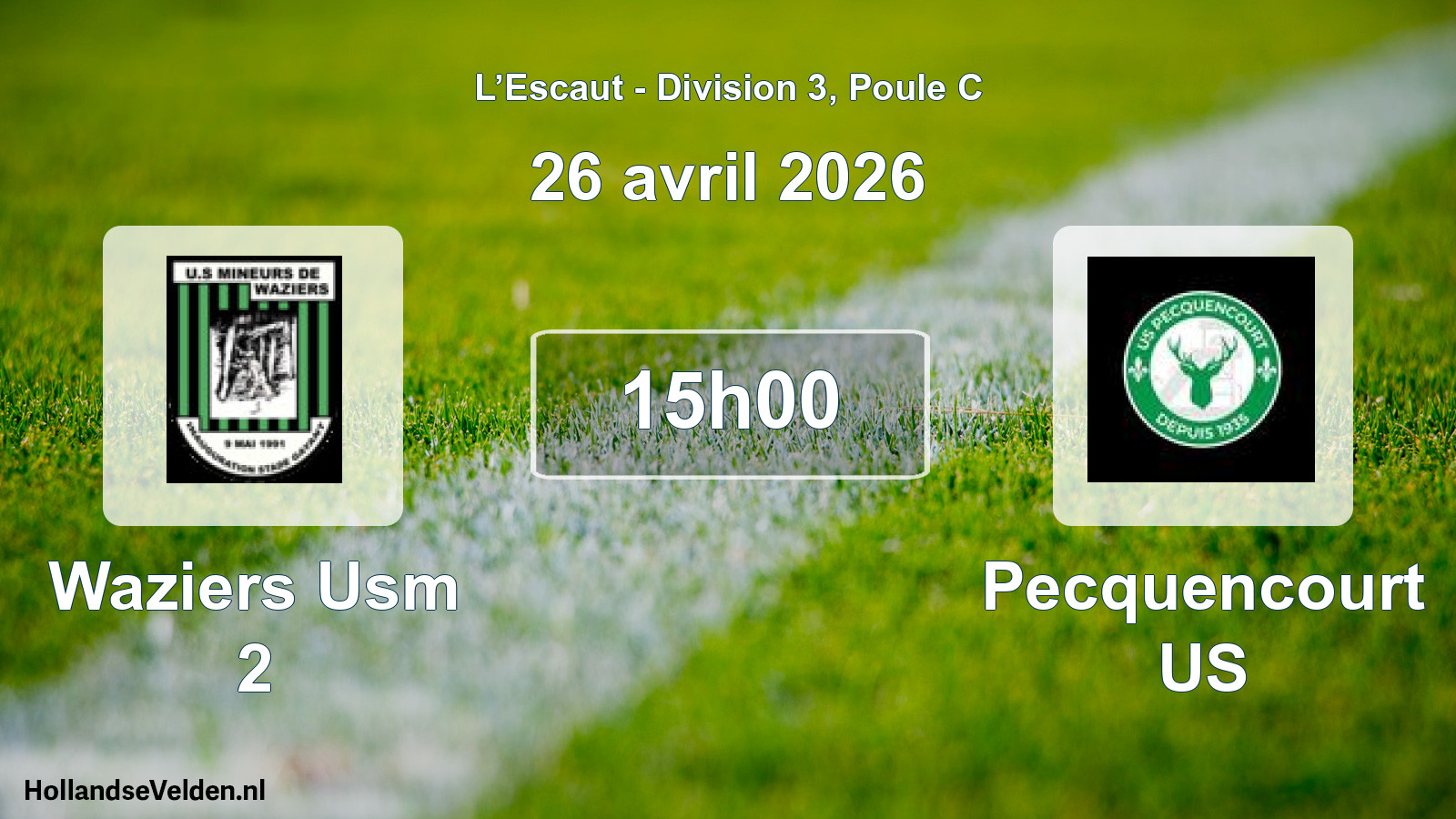 Match programmé: Waziers Usm 2 - Pecquencourt US (26 avril 2026)
