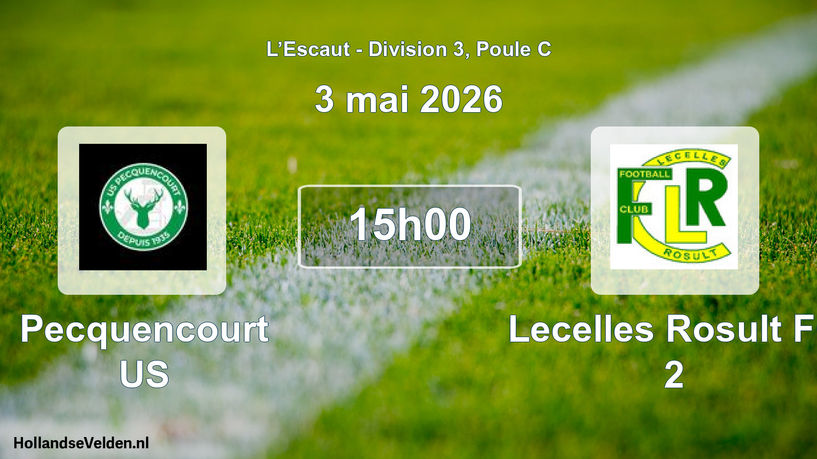 Match programmé: Pecquencourt US - Lecelles Rosult FC 2 (3 mai 2026)