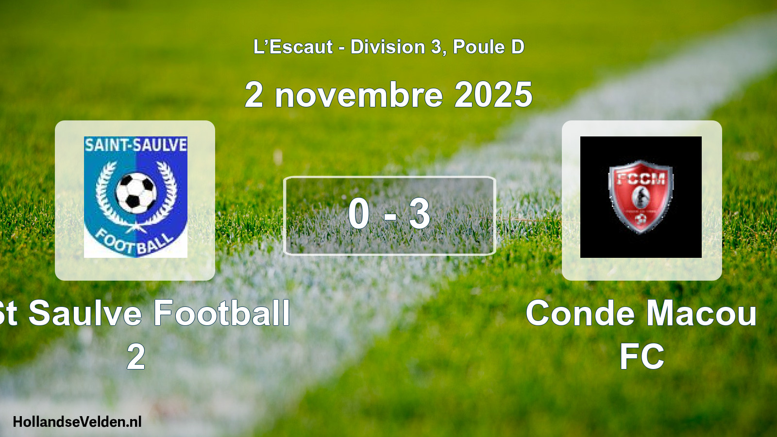 Match joué: St Saulve Football 2 - Conde Macou FC 0 - 3 (2 novembre 2025)