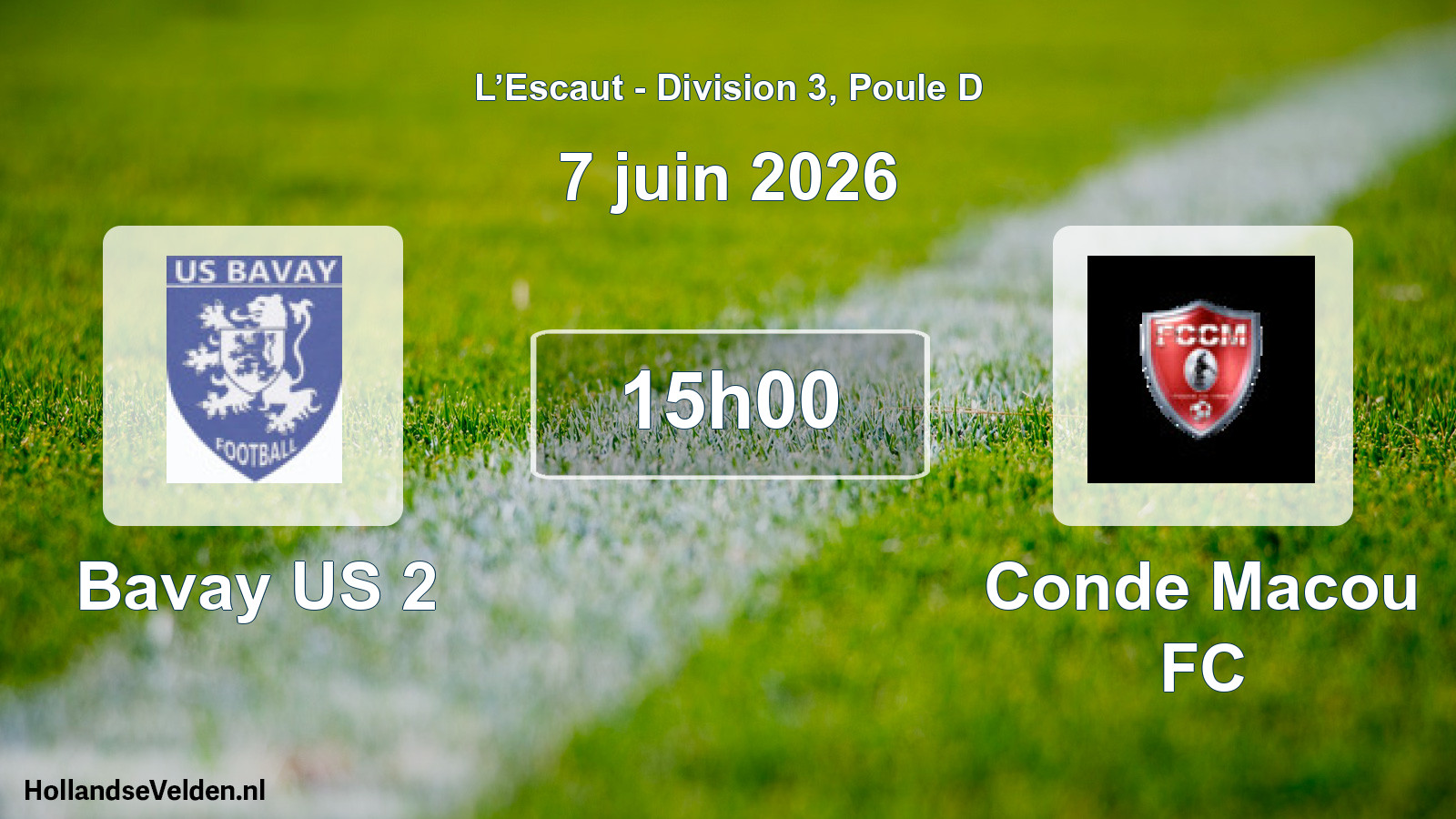 Match programmé: Bavay US 2 - Conde Macou FC (7 juin 2026)