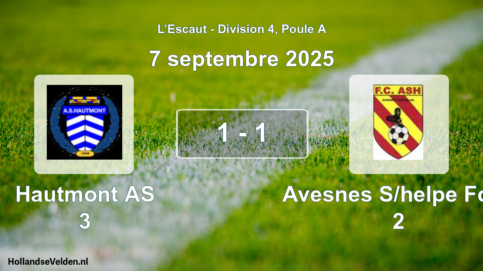 Match joué: Hautmont AS 3 - Avesnes S/helpe Fc96 2 1 - 1 (7 septembre 2025)