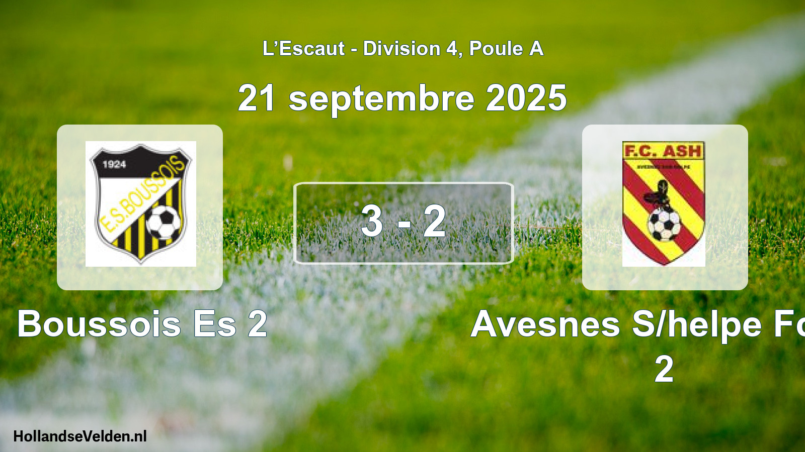 Match joué: Boussois Es 2 - Avesnes S/helpe Fc96 2 3 - 2 (21 septembre 2025)