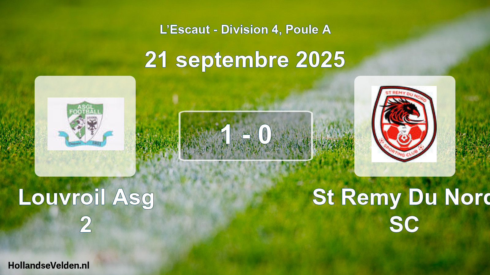 Gespeelde wedstrijd: Louvroil Asg 2 - St Remy Du Nord SC 1 - 0 (21 september 2025)