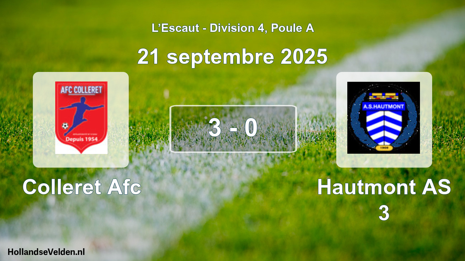 Total number of matches played: Colleret Afc - Hautmont AS 3 3 - 0 (21 September 2025)