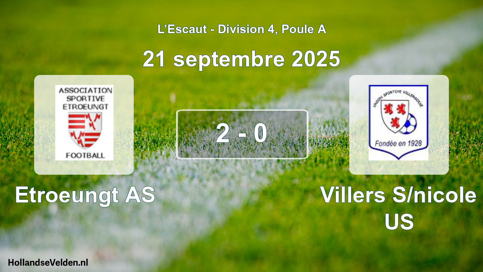 Gespeelde wedstrijd: Etroeungt AS - Villers S/nicole US 2 - 0 (21 september 2025)