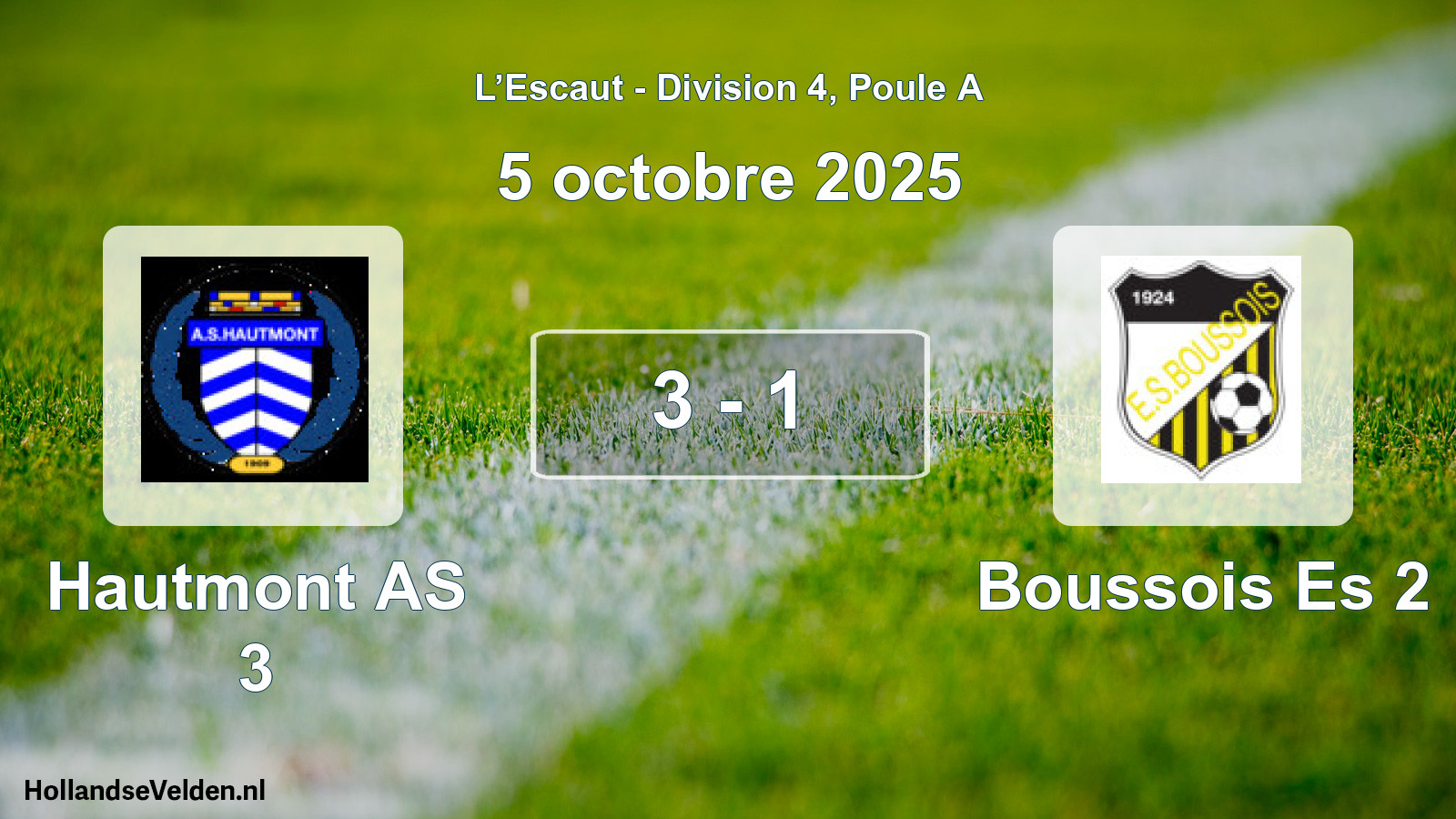 Total number of matches played: Hautmont AS 3 - Boussois Es 2 3 - 1 (5 October 2025)