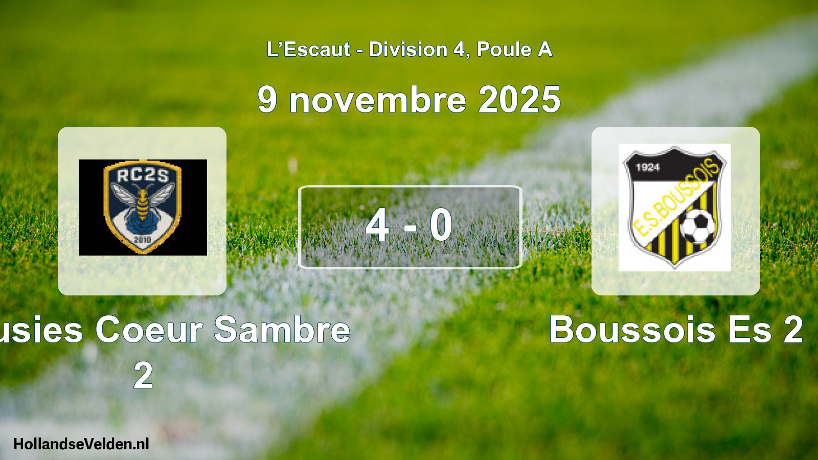 Total number of matches played: Rousies Coeur Sambre 2 - Boussois Es 2 4 - 0 (9 November 2025)