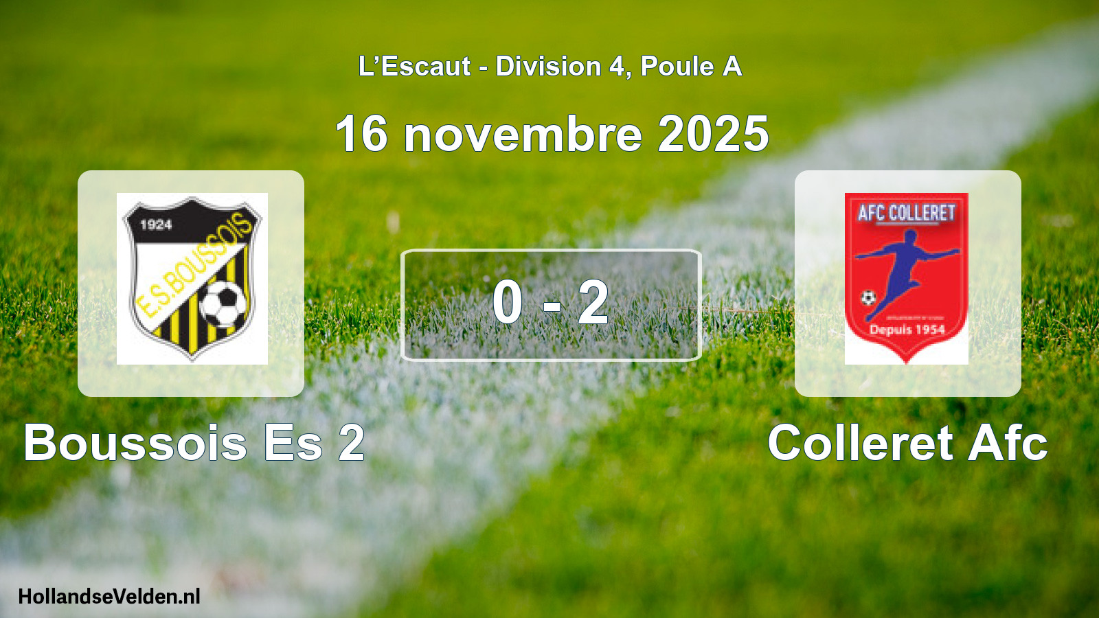 Match joué: Boussois Es 2 - Colleret Afc 0 - 2 (16 novembre 2025)
