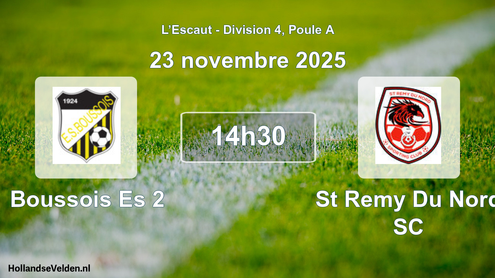 Match programmé: Boussois Es 2 - St Remy Du Nord SC (23 novembre 2025)