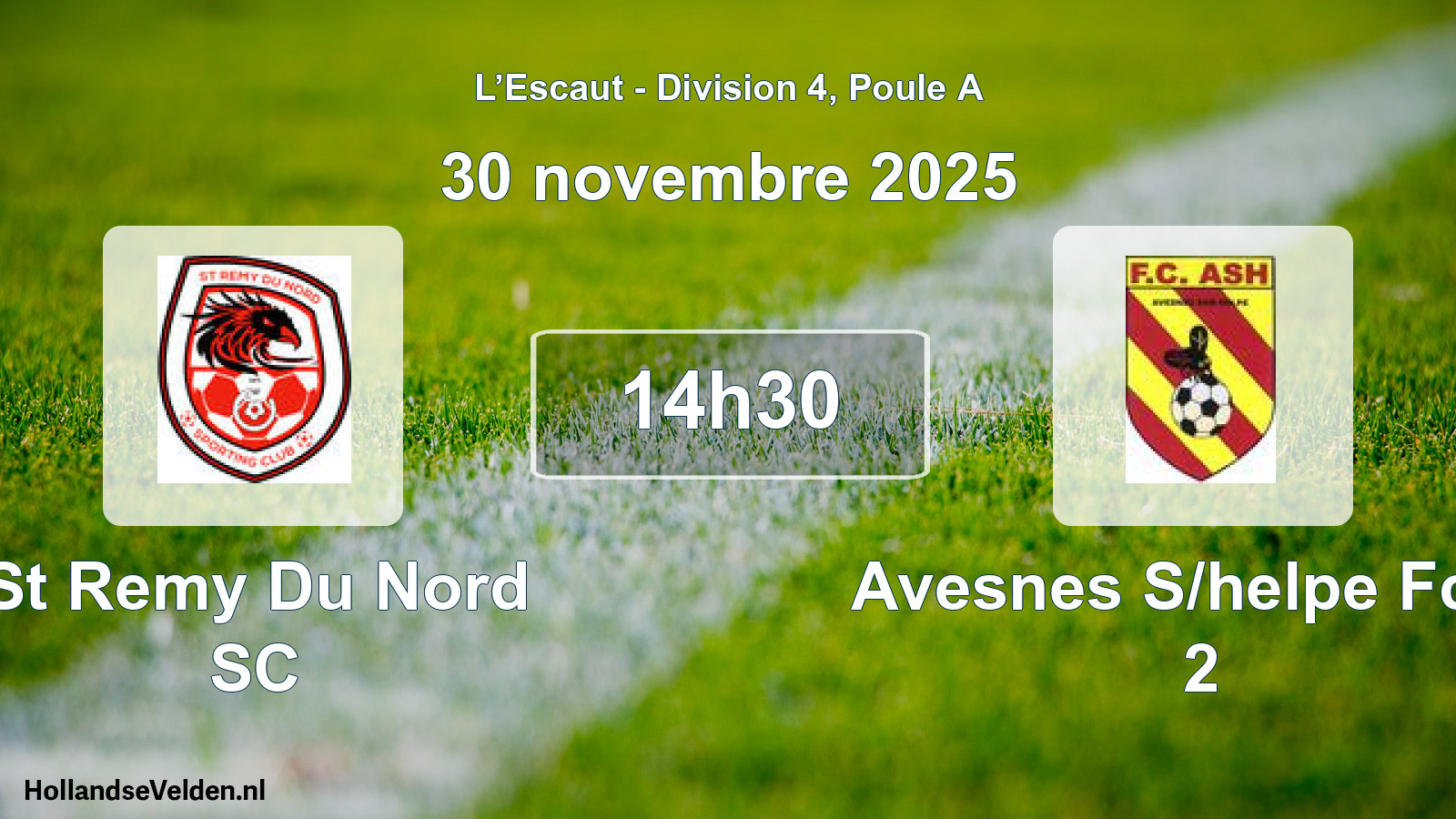 Geplande wedstrijd: St Remy Du Nord SC - Avesnes S/helpe Fc96 2 (30 november 2025)