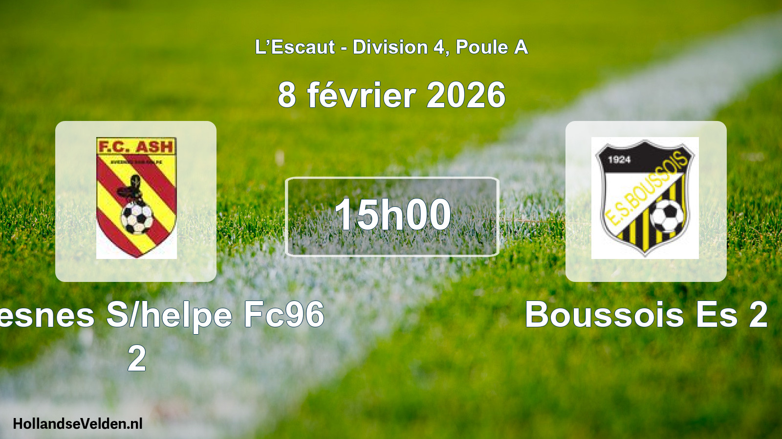 Match programmé: Avesnes S/helpe Fc96 2 - Boussois Es 2 (8 février 2026)