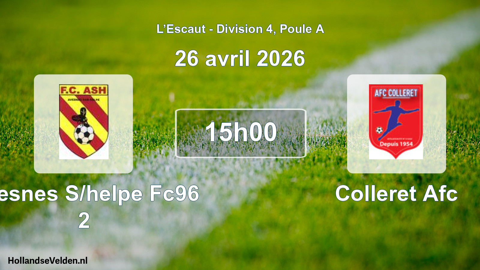 Geplande wedstrijd: Avesnes S/helpe Fc96 2 - Colleret Afc (26 april 2026)
