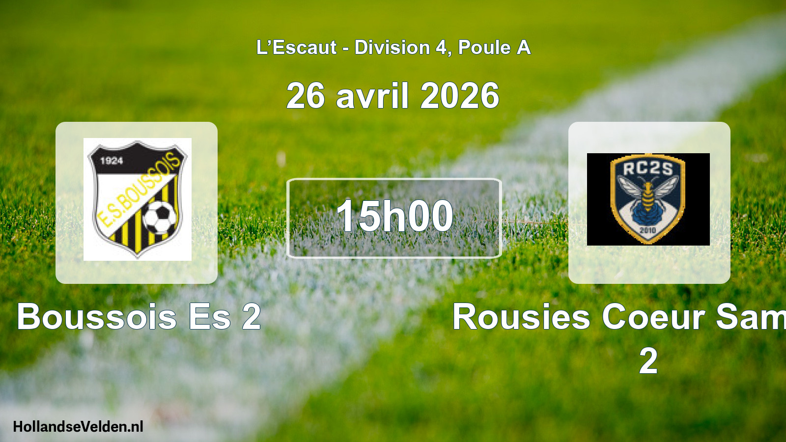 Geplande wedstrijd: Boussois Es 2 - Rousies Coeur Sambre 2 (26 april 2026)