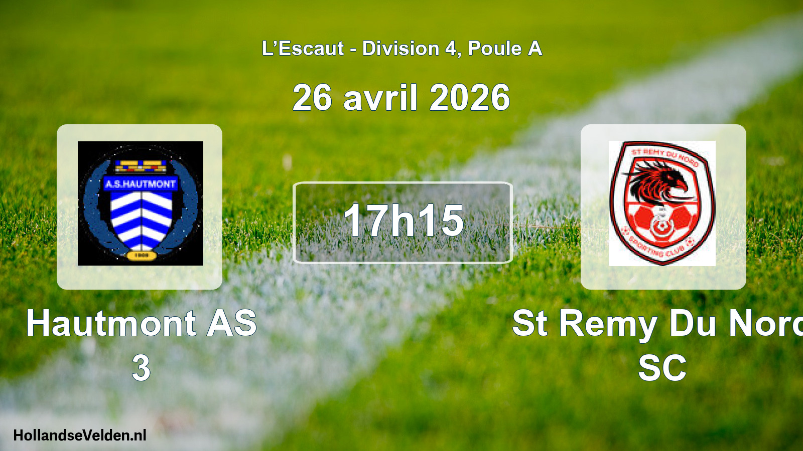 Scheduled Match: Hautmont AS 3 - St Remy Du Nord SC (26 April 2026)