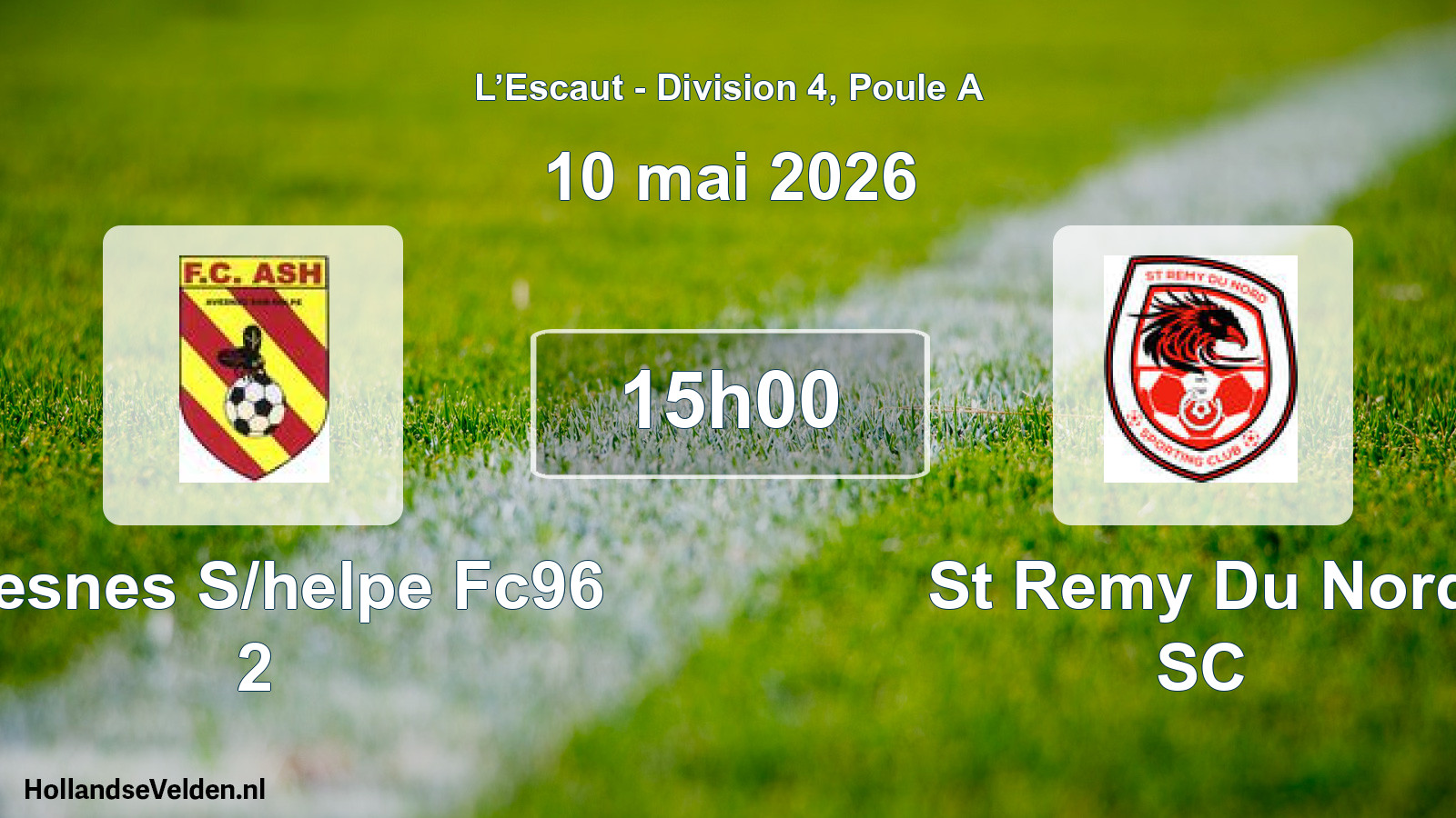 Match programmé: Avesnes S/helpe Fc96 2 - St Remy Du Nord SC (10 mai 2026)