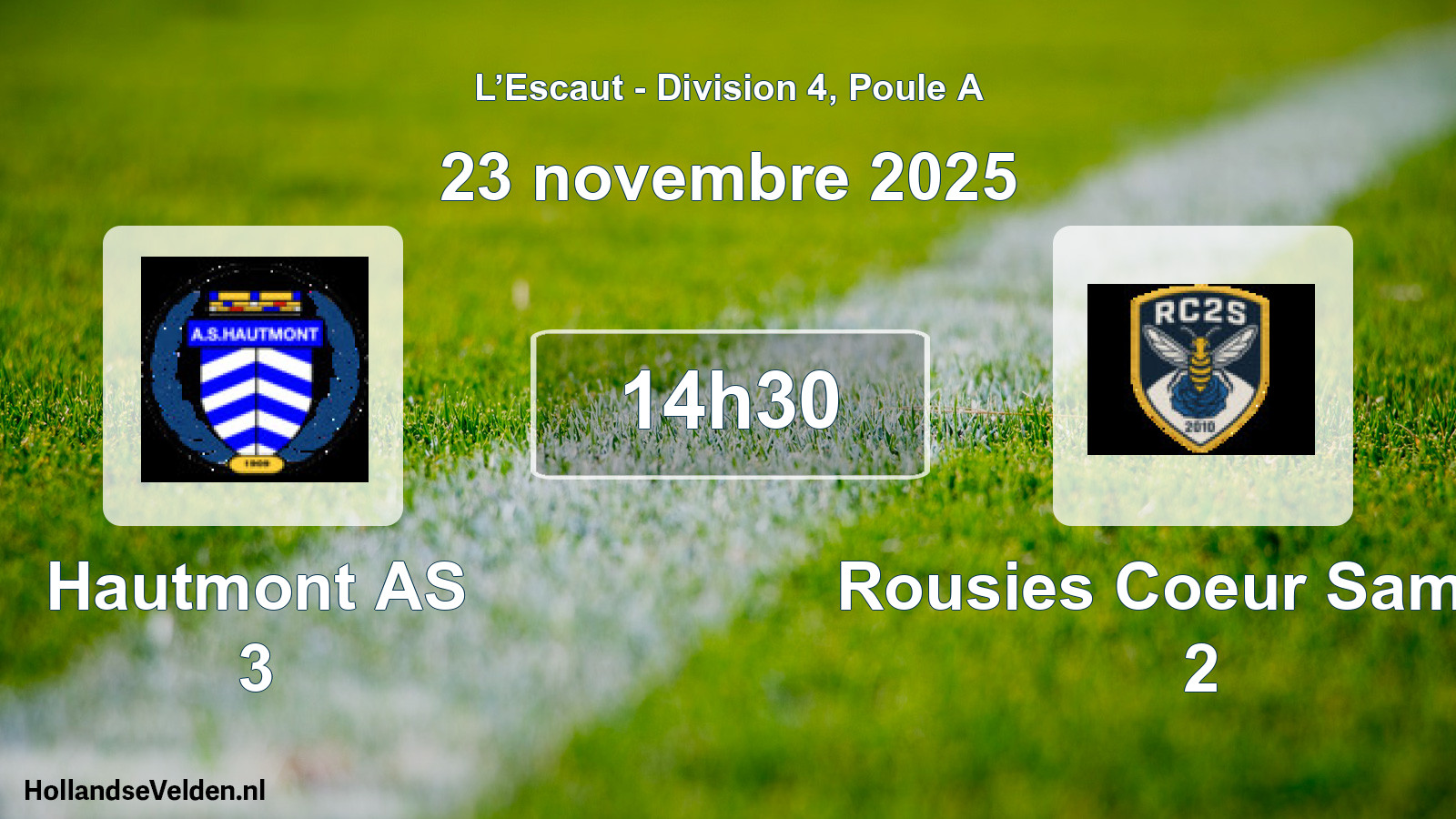Match programmé: Hautmont AS 3 - Rousies Coeur Sambre 2 (23 novembre 2025)